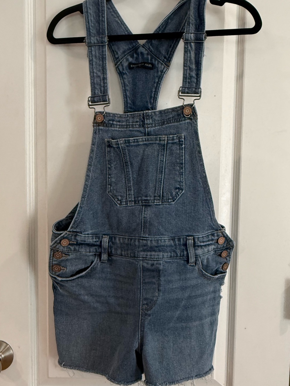 Sincerely Jules Blue Denim Short Overalls SZ 7/28